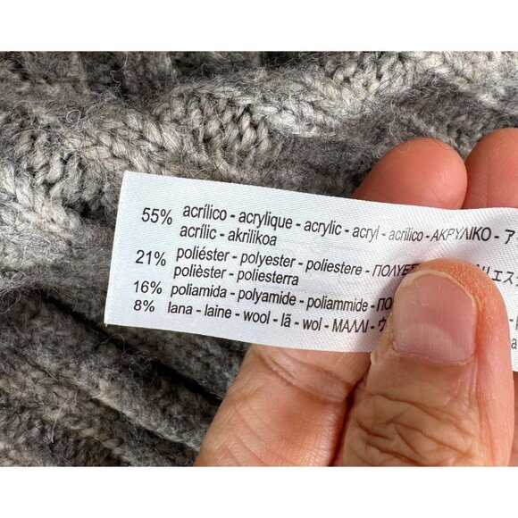 Zara‎ grey mark ribbed wool blend sweater preppy Y2K sz S - Picture 5 of 7